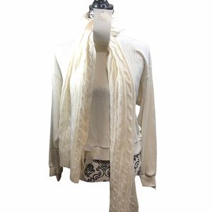 14th & Union Scarf Cream Beige Sweater Cable Knit Ivory Classic Neutral NEW